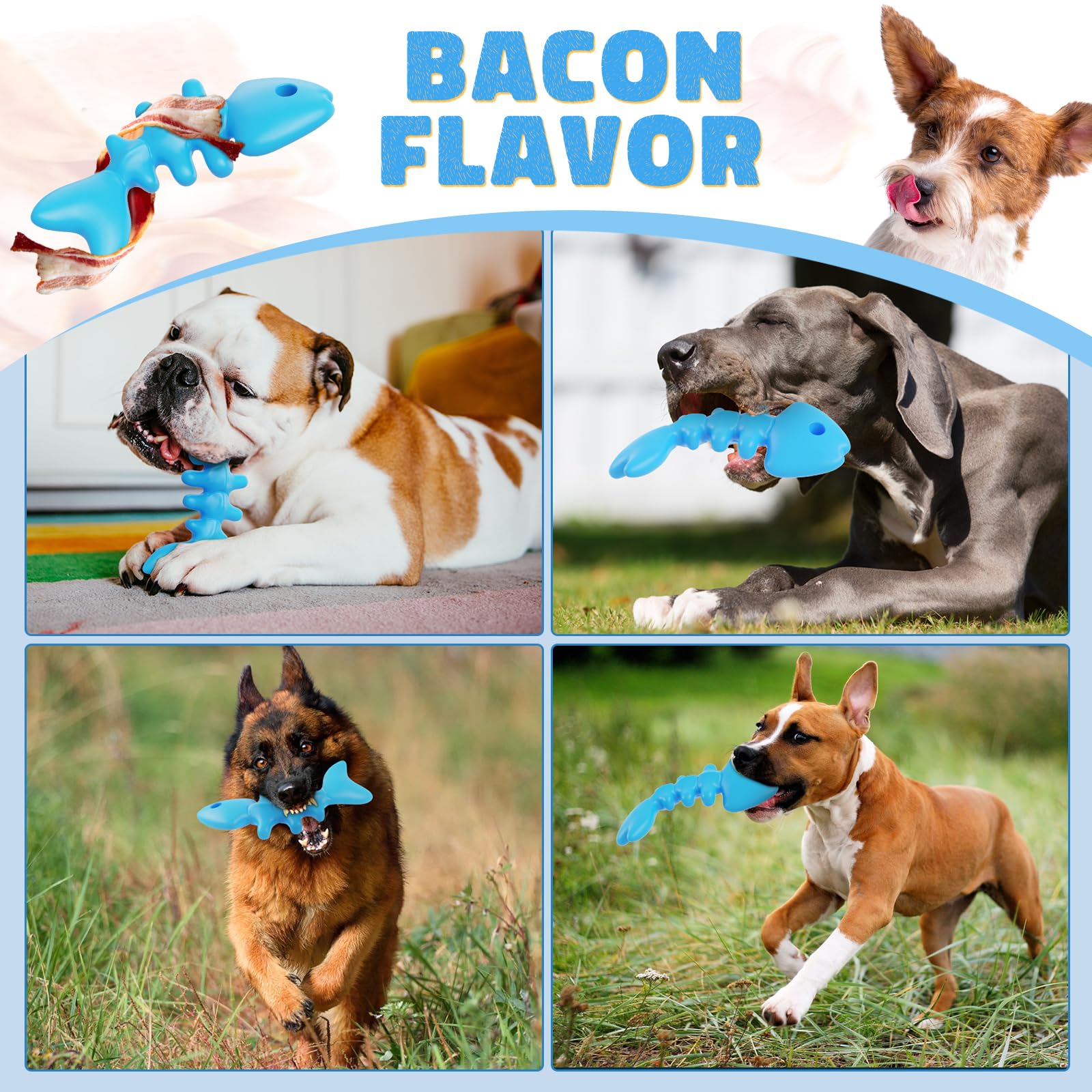 Indestructible Nylon Fish Bone Dog Chew Toy for Aggressive Chewers - Durable Large Breed Dog Toy for Strong Jaws | Perfect for Teething Puppies, Boredom Relief & Dental Health