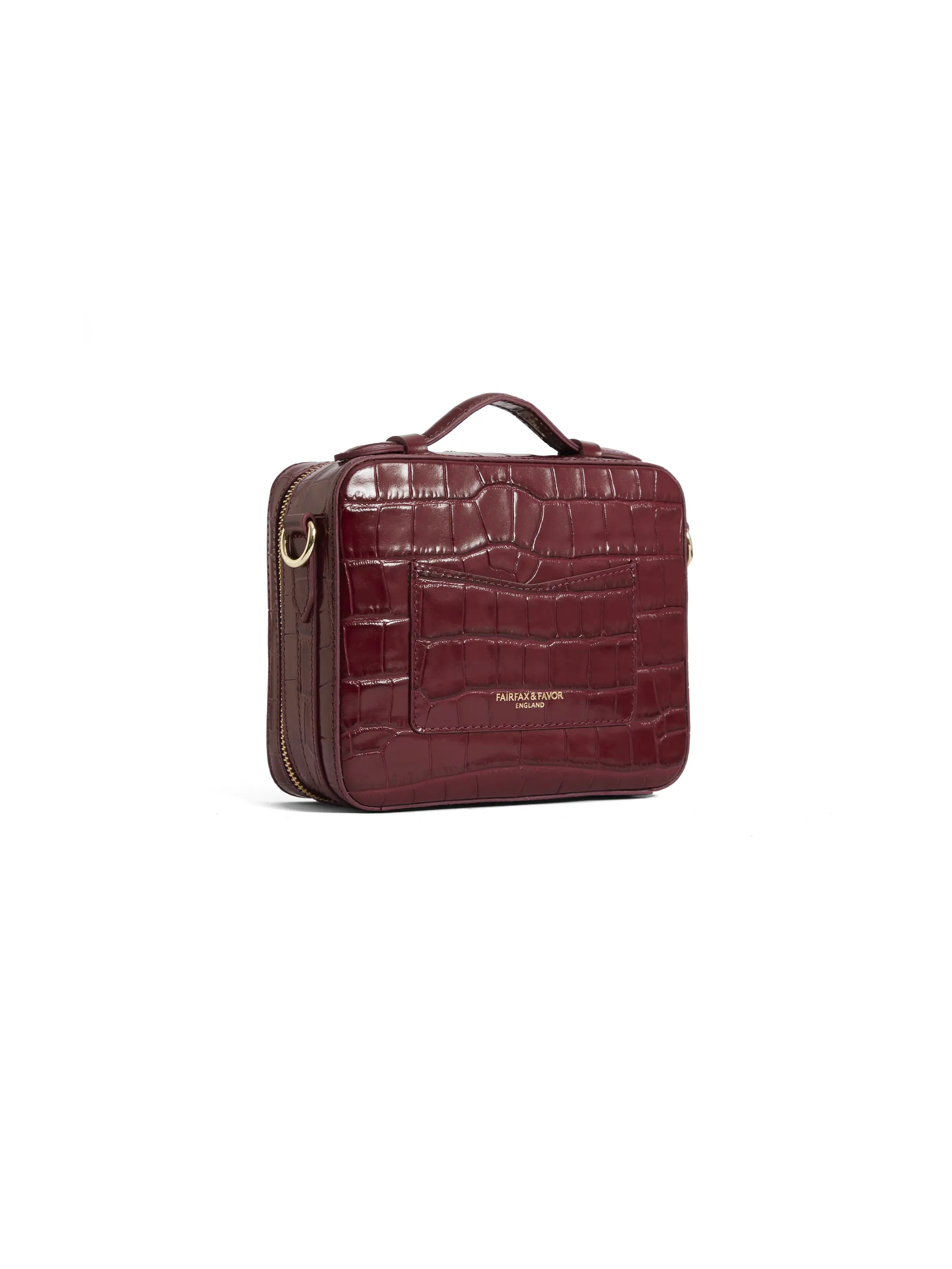 Buckingham Ruby Croc Print Leather Handbag - Limited Edition Luxury Women's Purse for Work, Travel & Evening Events