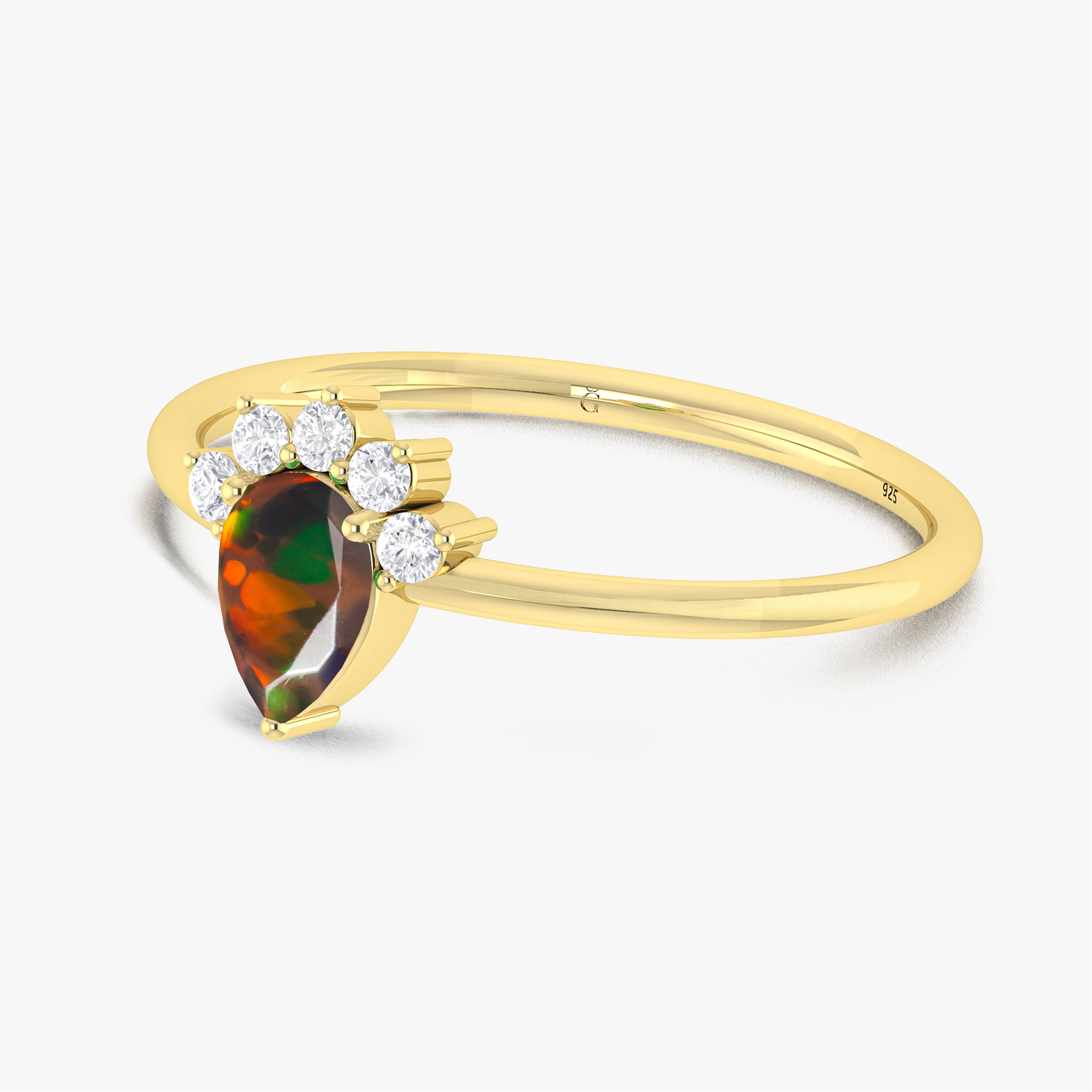 Fire Black Opal Pear Gemstone Ring – Elegant Handmade Jewelry for Women | Perfect for Weddings, Parties & Special Occasions