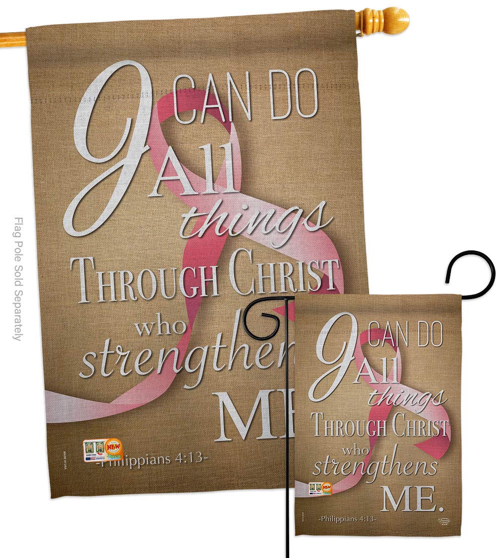Double-Sided 28x40 Inch Inspirational Pink Ribbon Garden House Flag - Breast Cancer Awareness, Autism Support & BLM Motivational Yard Banner - Perfect for Front Yard Decor, Survivor Gifts & Awareness Events