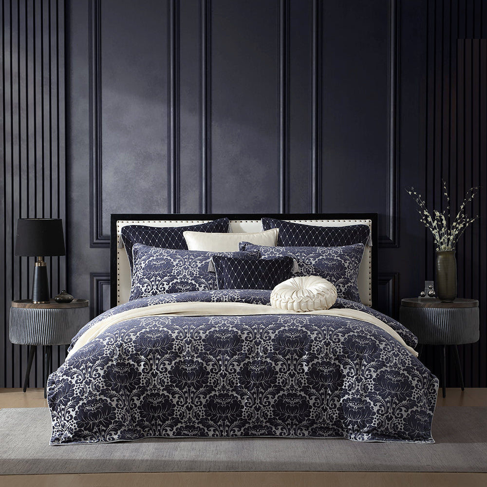 Premium Esmeralda Ink Quilt Cover Set by Davinci - Luxury Bedding for Master Bedroom & Guest Room