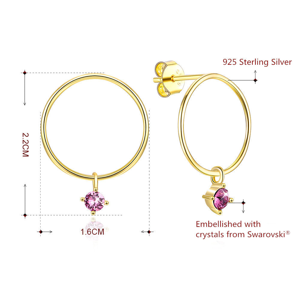 MABELLA 925 Sterling Silver Gold Plated Geometric Stud Earrings with Swarovski Crystals - Elegant Jewelry Gift for Women, Girlfriend, Wife | Perfect for Birthday, Anniversary, Valentine's Day & Special Occasions