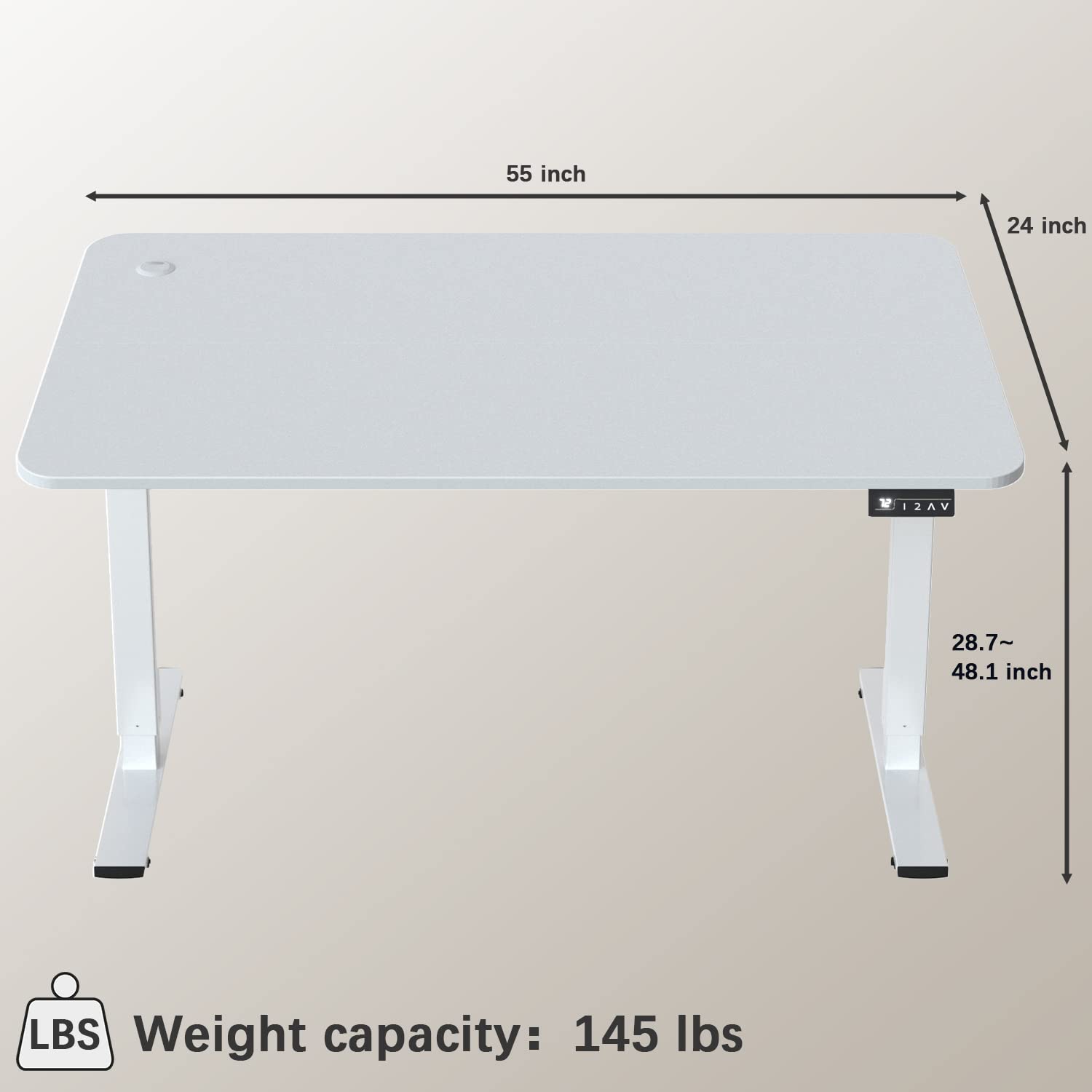 Furmax Electric Height Adjustable Standing Desk 55 x 24 Inches - Sit Stand Computer Desk with Memory Preset & T-Shaped Metal Bracket, White - Perfect for Home Office, Gaming & Remote Work Setup