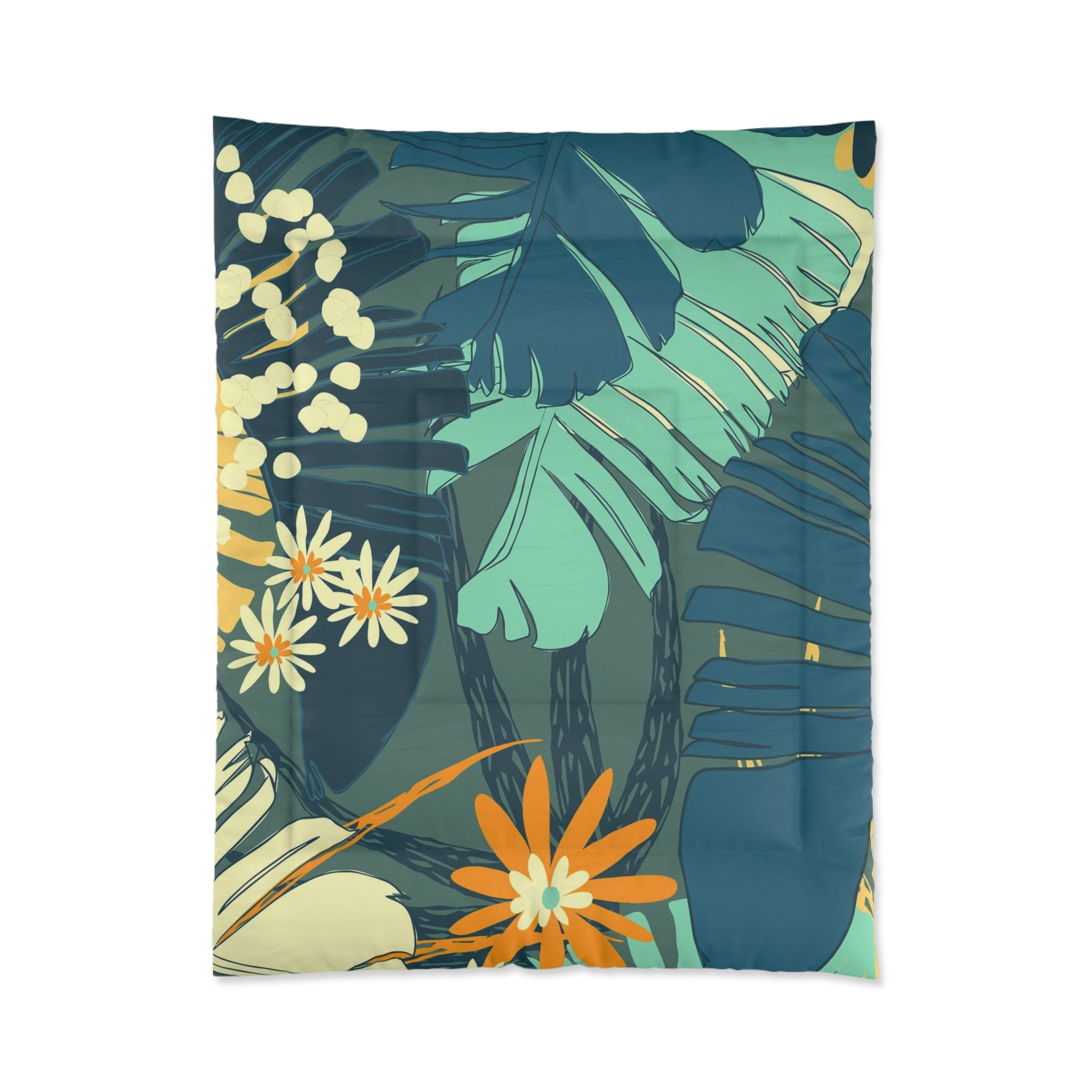 Jungle Blues Tropical Comforter Set - Soft & Cozy Bedding for Home Decor - Perfect for Bedroom, Guest Room & Vacation House