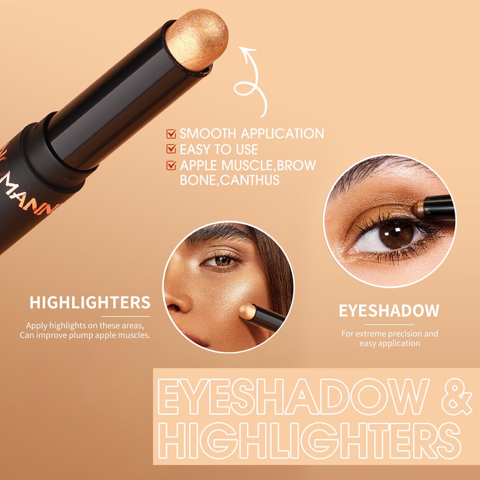 Long Lasting Glitter Matte Eyeshadow Stick - Smoky Nude Eye Makeup Quick-Drying & Smooth (Shade 10#) | Perfect for Day to Night Looks, Parties & Special Occasions