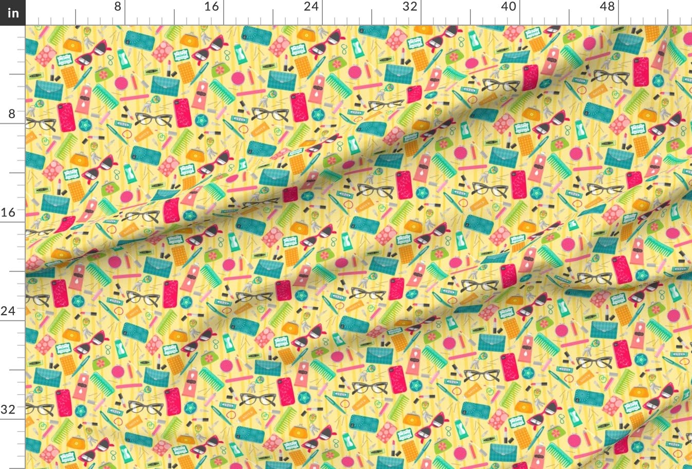 Yellow Lipstick & Sunglasses Print Velvet Fabric by Spoonflower - Fat Quarter for Upholstery, Home Decor & Apparel | Perfect for DIY Projects, Fashion Accessories & Chic Home Makeovers