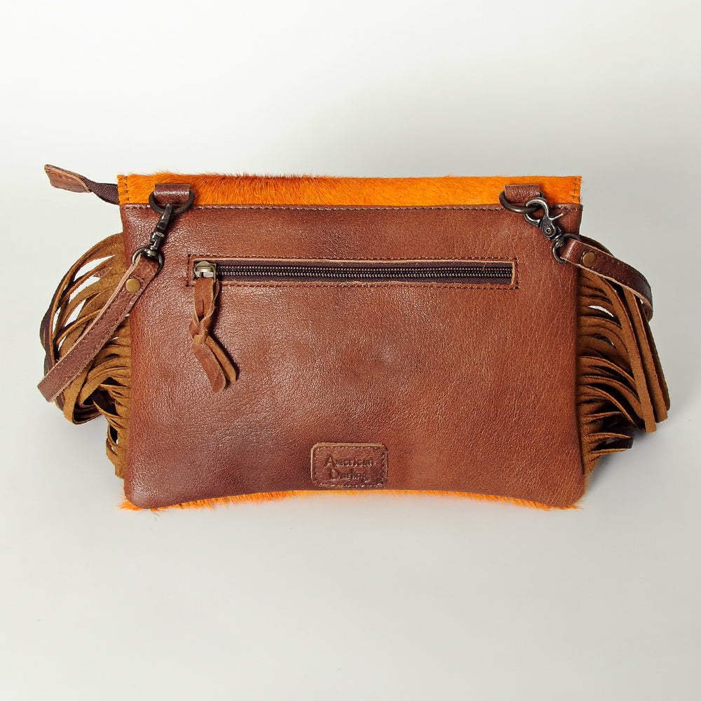 American Darling ADBG501A Genuine Leather Women's Western Handbag - Hand Tooled Hair-On Cowhide Clutch Purse for Cowgirl Fashion, Rodeo Events & Night Out Accessories