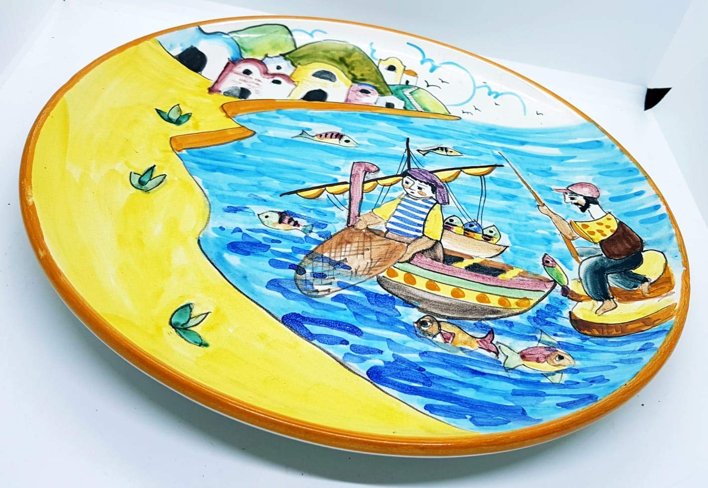 Handmade Ceramic Wall Plate - Unique Capri Line Piece Made in Italy | Perfect for Kitchen Decor, Dining Room Art & Mediterranean Style Home Accents