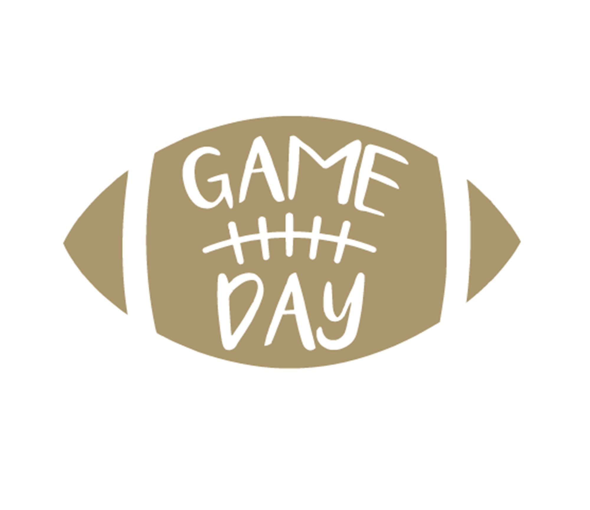Custom Game Day Iron On Decal - Football Hoodie & T-Shirt HTV Transfer Patch for DIY Crafts | Ready to Press for Gameday Decorations | Choose Size & Color | Works on Almost Any Fabric (Gold) - Perfect for Football Parties, Team Spirit Events & DIY Apparel Projects