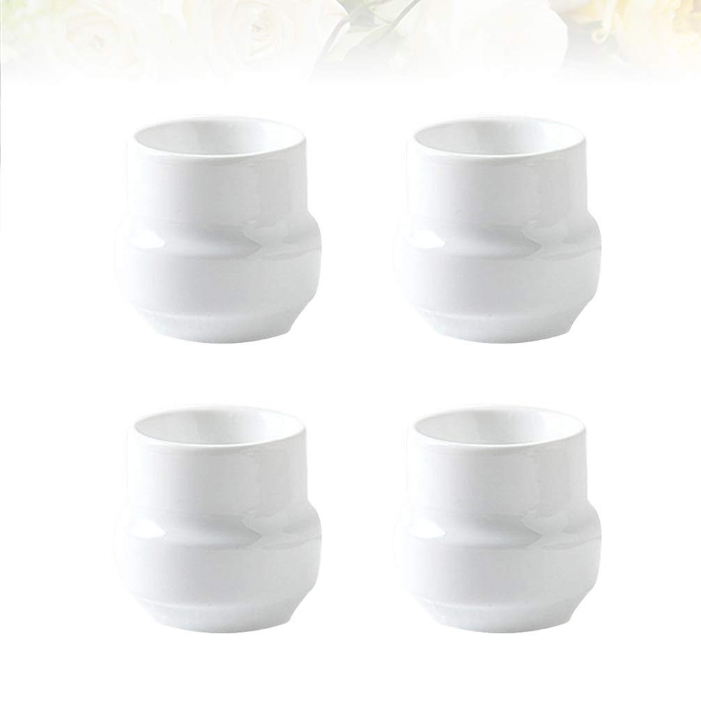 Hemoton 4-Piece Ceramic Egg Plate Set - Porcelain Egg Cups, Breakfast Egg Stand & Storage Rack - White Tableware for Restaurants, Home Dining & Brunch Scenes