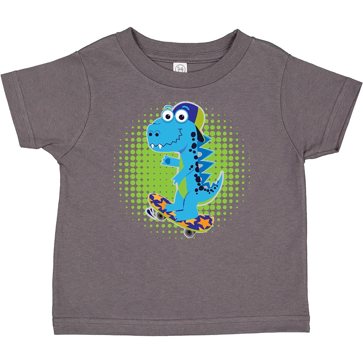 Inktastic Skateboarding Boy Dinosaur Graphic Baby T-Shirt - Cute Dino Design for Toddlers & Kids - Perfect for Playdates, Birthday Gifts & Casual Wear