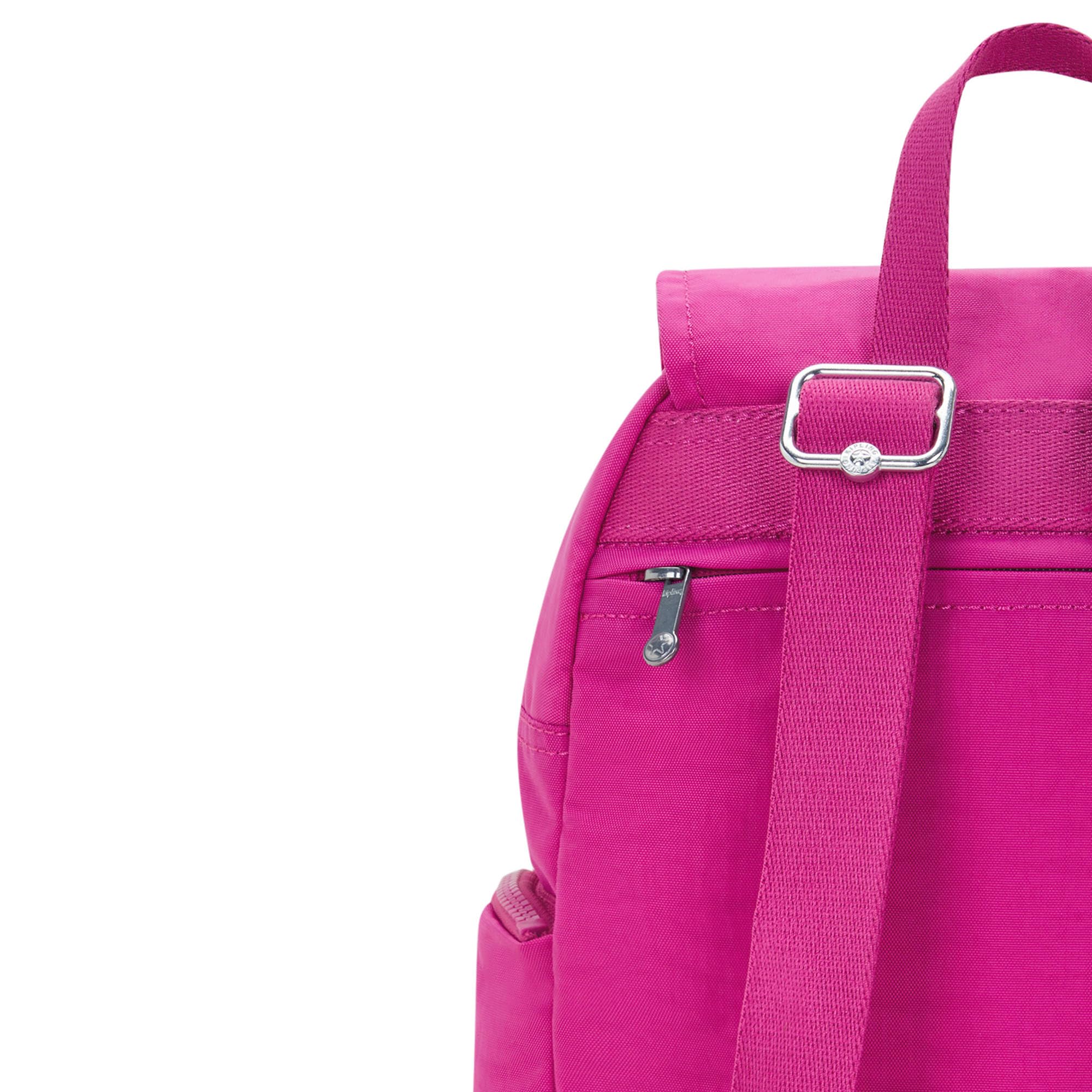 Kipling City Zip Small Backpack for Women - Glowing Fuchsia Lightweight Travel Daypack, Perfect for Commuting, School & Shopping