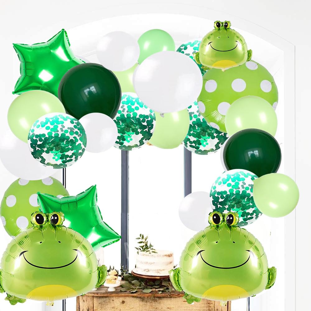 DXary Frog Themed Birthday Party Decorations - 12 Pack Aluminum Foil Balloons Set for Kids Garden Party Supplies (Set B) | Perfect for Outdoor Birthday Celebrations, Baby Showers & Spring Garden Parties