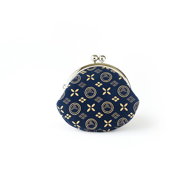 Japanese Deerskin Leather Coin Purse with Urushi Lacquer Clasp - Mt. Fuji Iron Blue Pattern | Handmade in Japan | Traditional Gamaguchi Wallet for Coins & Small Items | Perfect for Travel, Gifts & Everyday Use