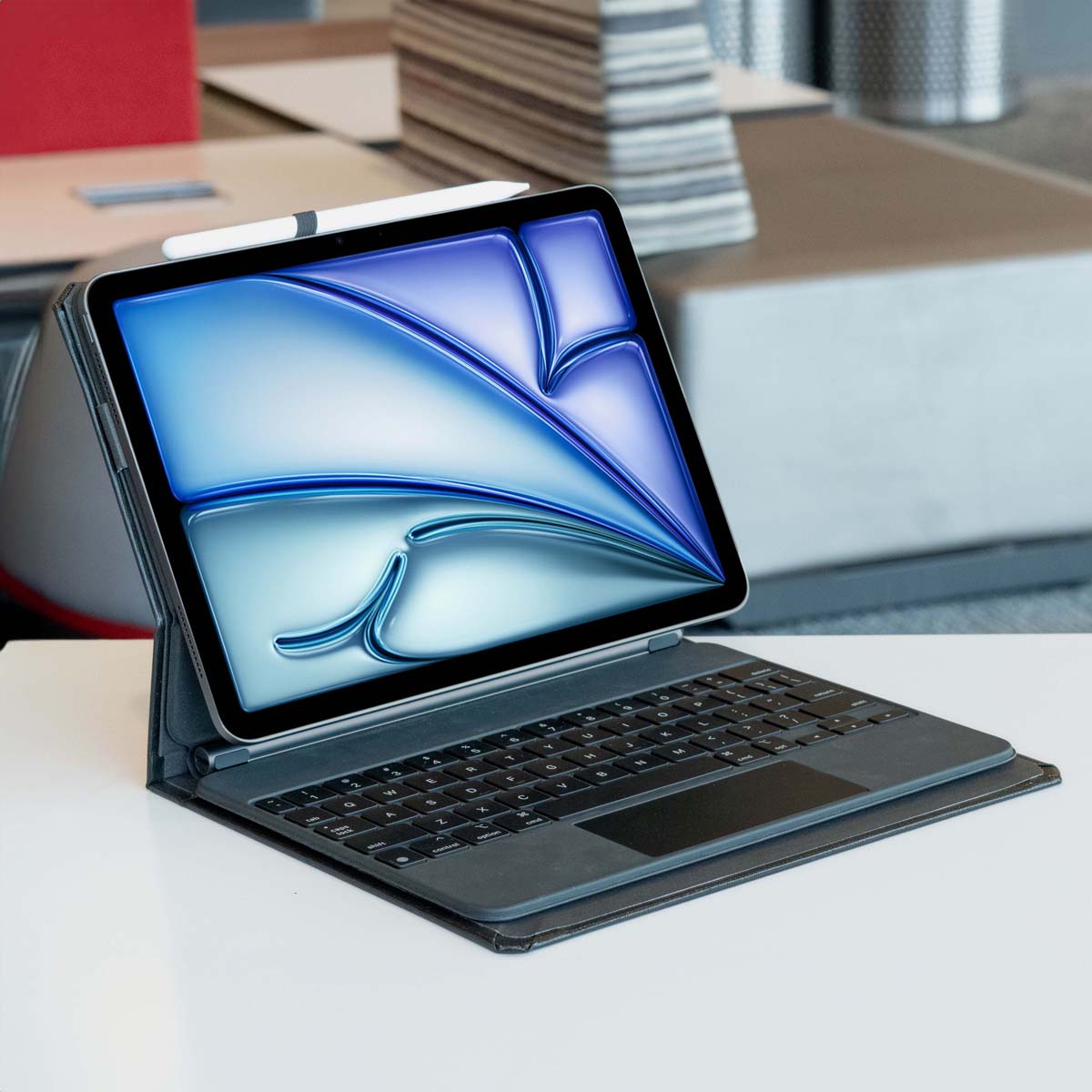 Magic Keyboard Case for iPad - Slim Book Style Protective Cover with Wireless Charging | Perfect for Work, Travel & Home Use