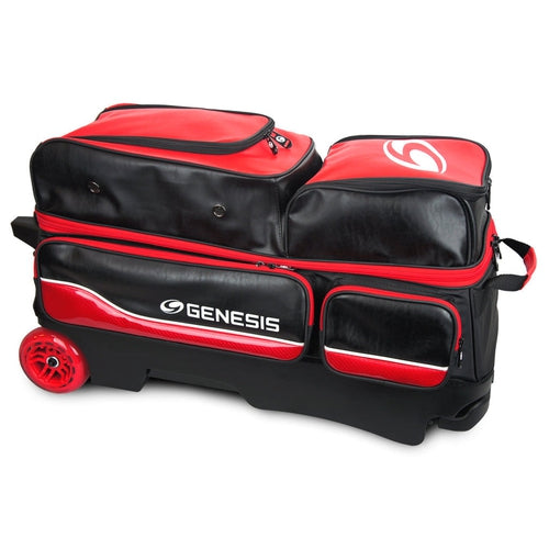 Genesis Carbon 3 Ball Roller Bowling Bag - Red/Black - Durable Bowling Accessory for League Play & Tournament Use