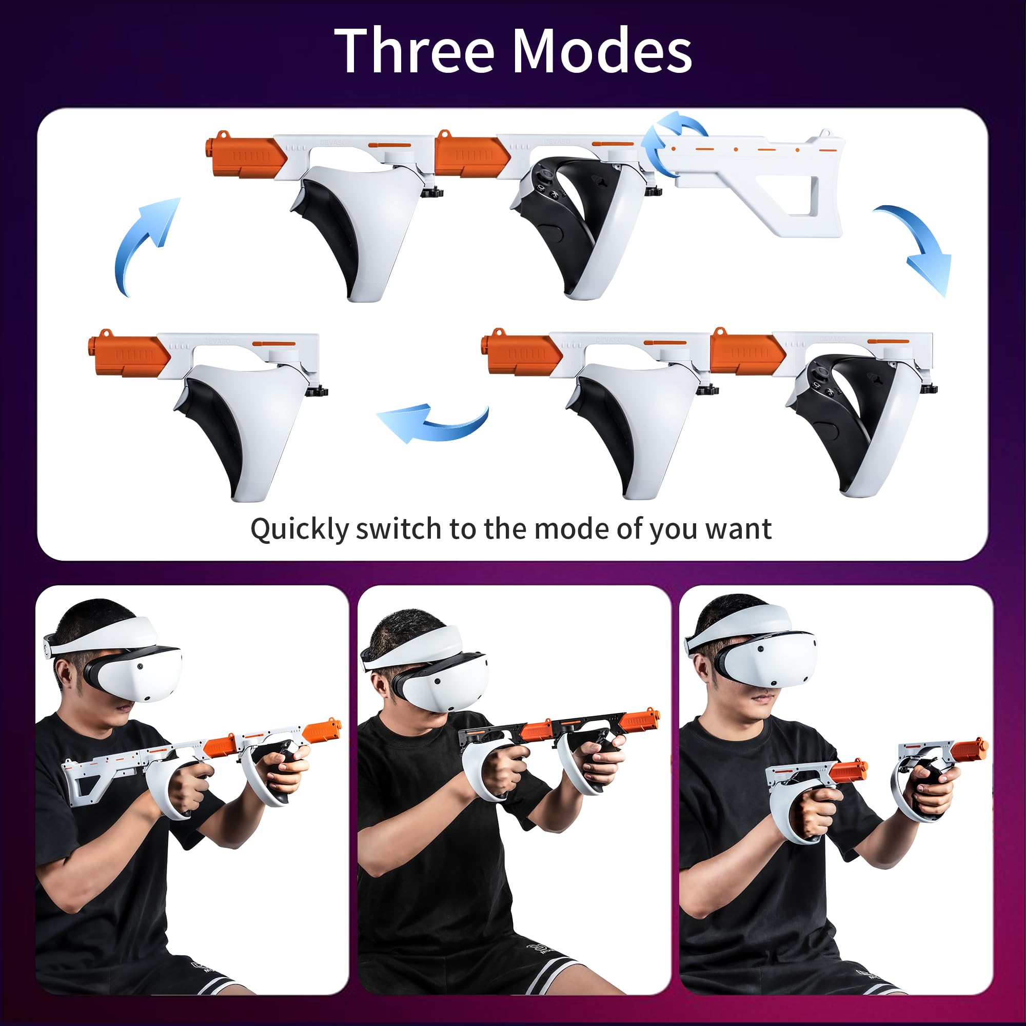 LICHIFIT Magnetic VR Gunstock for PSVR2 - Quick Release Rifle & Pistol Controller Holder Stand - Compatible with PlayStation VR2 Shooting Games - Perfect for FPS, Action & Immersive VR Gaming Experience