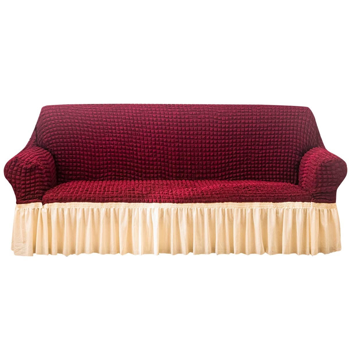 Stretch Sofa Cover Elastic Couch Slipcover - Spandex Furniture Protector with Skirt for 4-Seater Sofa (235x300cm) - Breathable, Washable, Anti-Slip - Perfect for Living Room, Bedroom, Home Decor (Color: H)