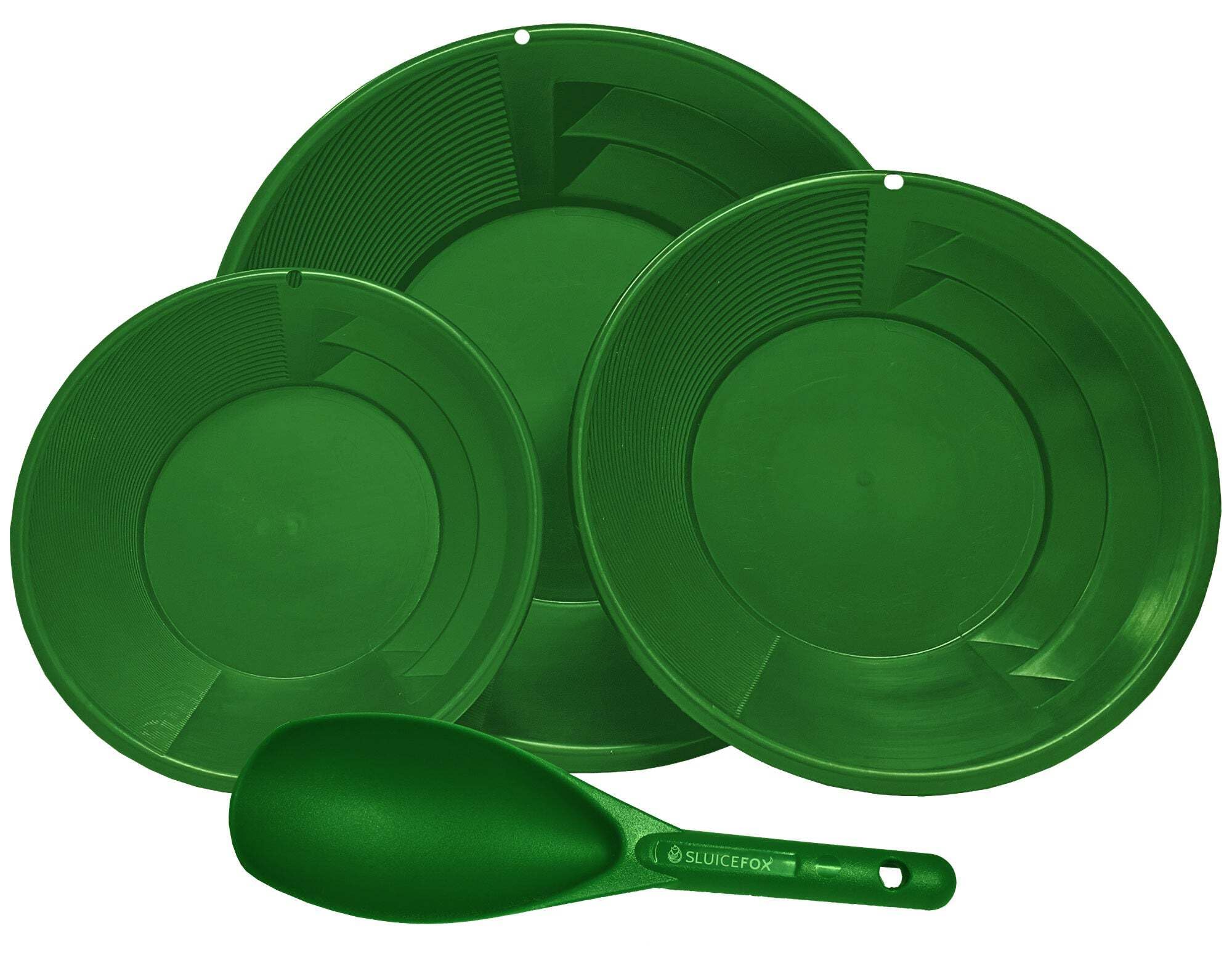 **Sluice Fox Gold Panning Kit for Beginners - 3 Size Gold Pans with Dual Riffles, Pay Dirt Sand Scoop - Complete Prospecting Starter Set for Kids & Adults - Perfect for Outdoor Adventures & Treasure Hunting**