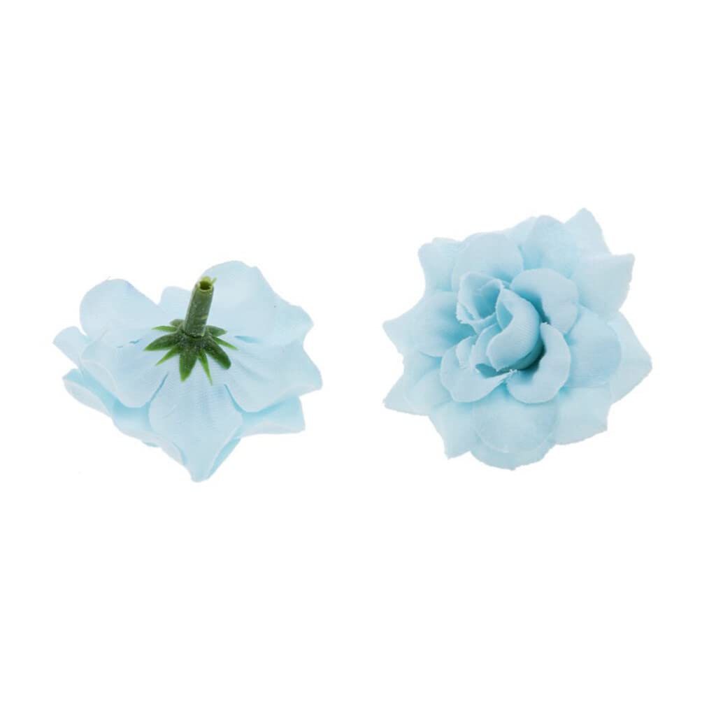 50pcs Blue Silk Artificial Rose Flowers - Mini Stemless Rose Heads for Home Decor, Garden, Wedding, Party & Romantic Events - Perfect for DIY Crafts, Centerpieces, Bouquets and Table Arrangements