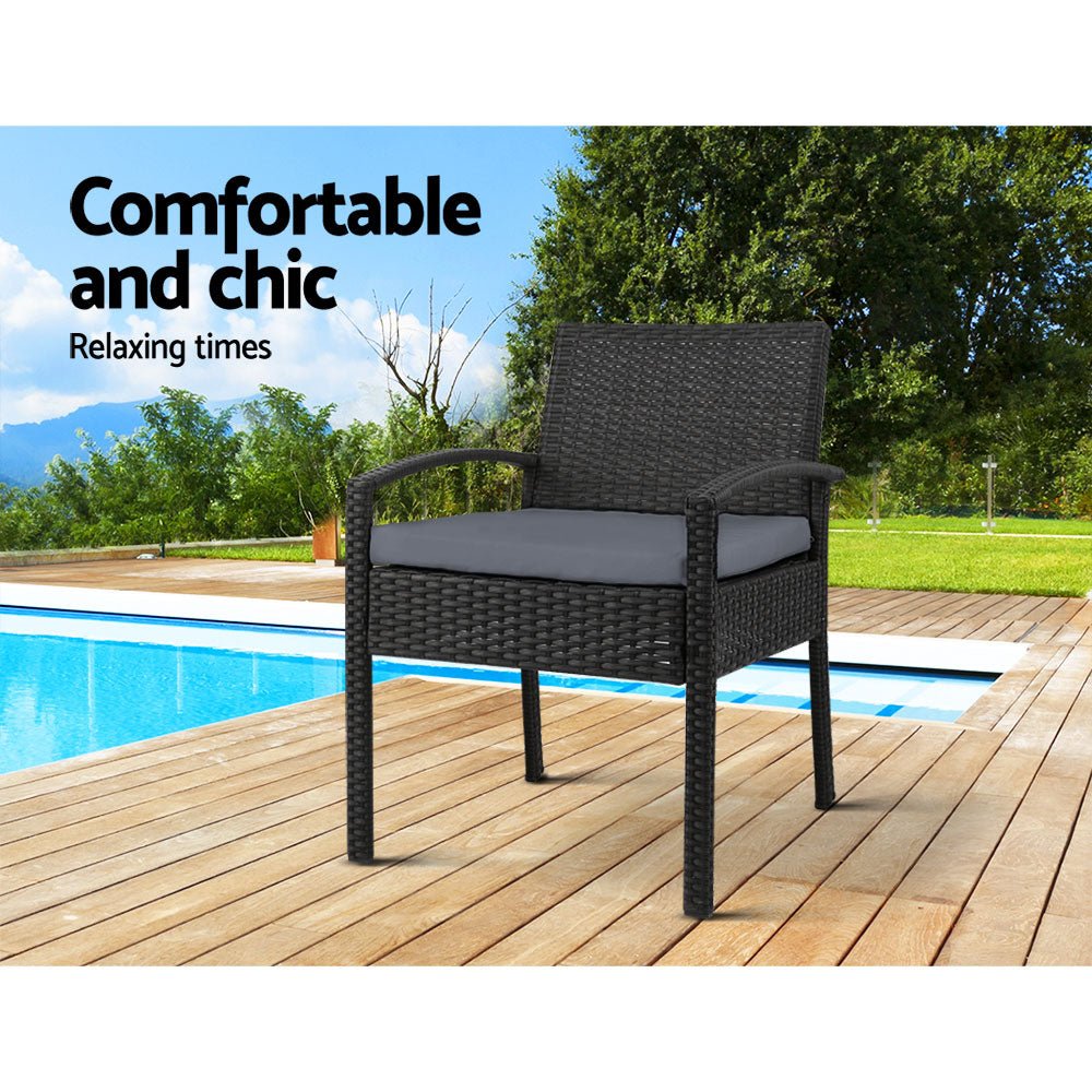 2-Piece Outdoor Dining Chairs Set - Weather-Resistant Rattan Patio Furniture with Cushions - Perfect for Backyard, Garden, Poolside & Balcony Relaxation
