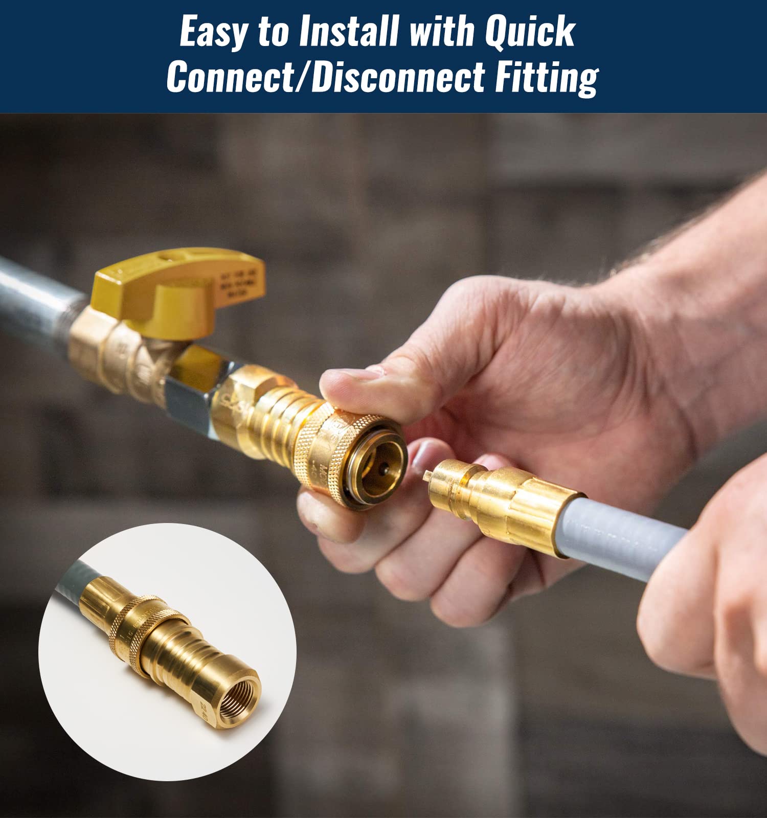 25 Feet 3/8 Inch ID Natural Gas Grill Hose with Quick Connect Fittings - Flexible Gas Line for Outdoor Grills, Pizza Ovens, Heaters & Low Pressure Appliances - Perfect for Backyard BBQs, Patio Cooking & Outdoor Entertaining