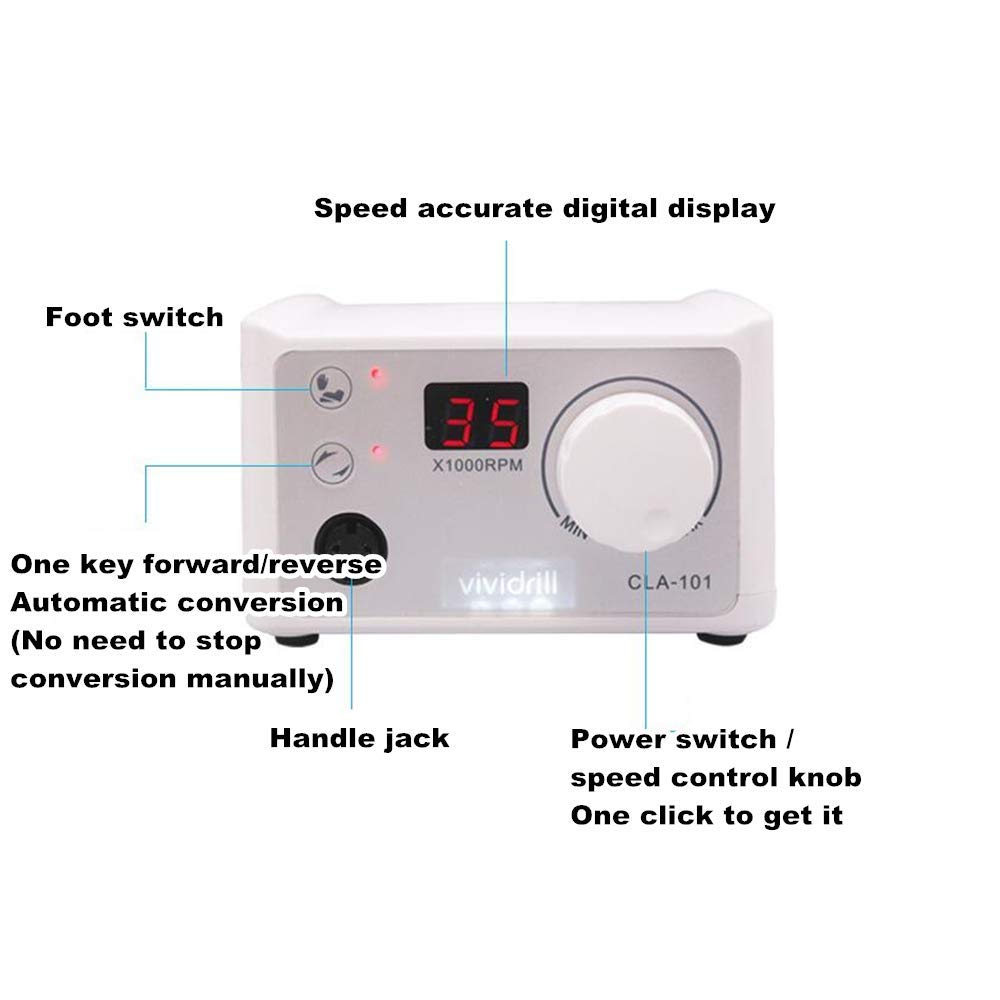 65W 35,000 RPM Professional Electric Nail Drill Machine - Manicure & Pedicure Tool for Shaping, Buffing, Removing Acrylic & Gel Nails - Perfect for Home Salon & DIY Nail Care