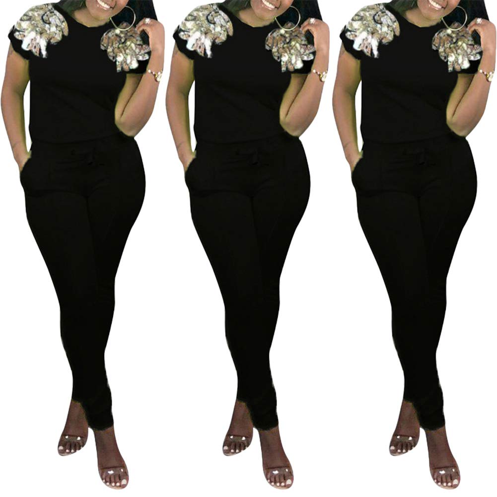 Women's Sequin 2-Piece Outfit - Bodycon Long Pants Jumpsuit Set & Sweatsuit (Size S-XXL) | Party Wear, Club Outfit, Evening Dress, Special Occasion Fashion