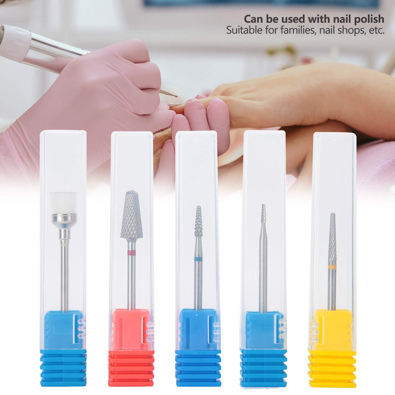 5pcs Tungsten Steel Nail Drill Bits Set - 3/32 Inches Professional Manicure Tools for Acrylic & Gel Nails, Cuticle Removal & Nail Filing - Perfect for Electric Nail Drill Machines - At-Home Salon & Professional Nail Care