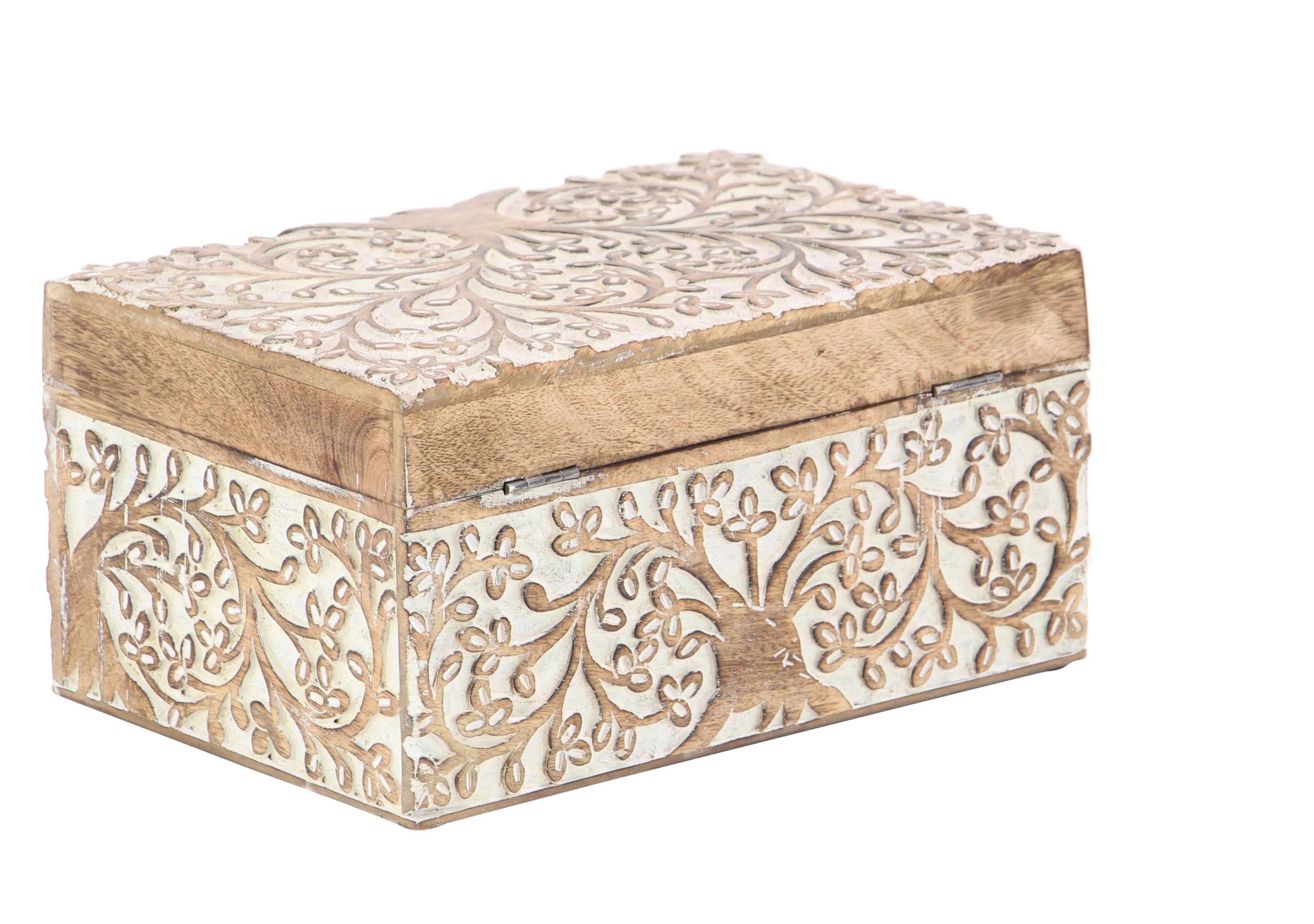Mango Wood Floral Storage Box Set of 3 - 8