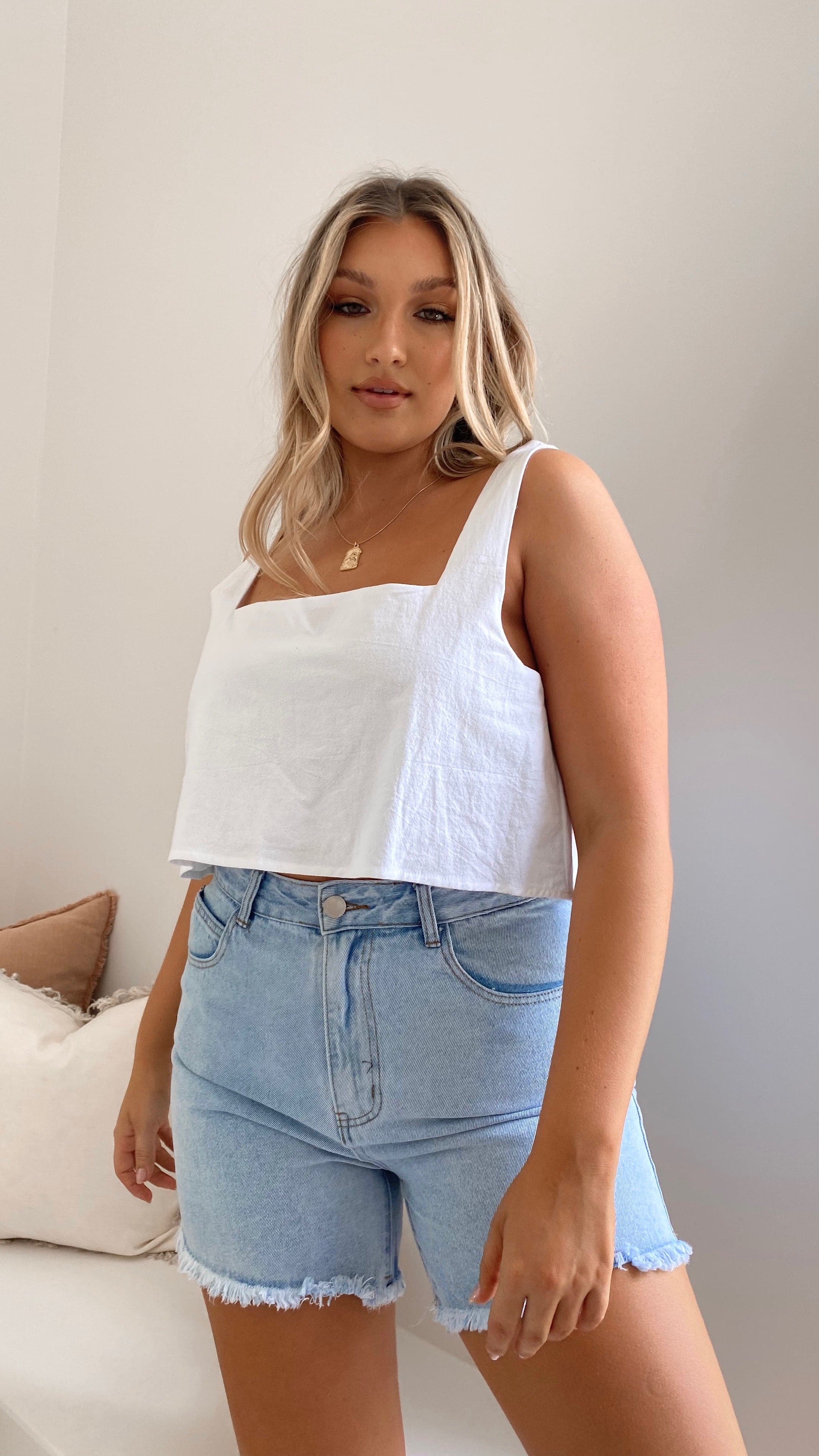 Women's Harlow Denim Shorts - High Waisted Distressed Vintage Jeans for Summer | Casual Outfit & Beach Wear