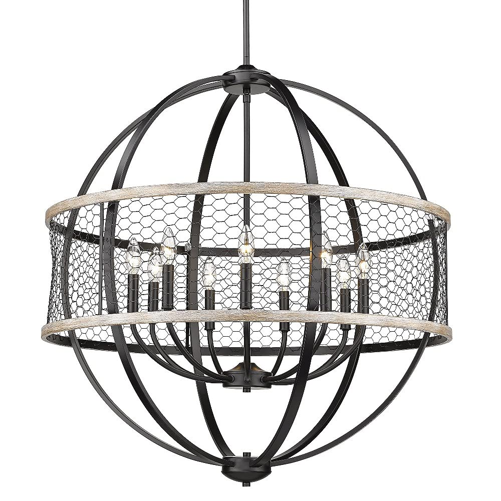 Roost 9-Light Farmhouse Chandelier in Matte Black with Chicken Wire Shade - Perfect for Dining Room, Kitchen Island & Rustic Home Decor