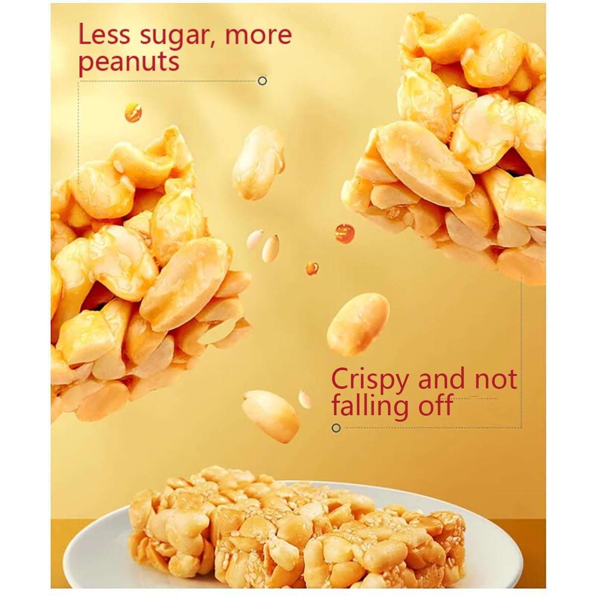 Crispy Peanut Candy Squares - 9.5oz Crunchy Peanut Brittle Snacks for Gifts, Parties & Movie Nights - Sweet Treats for Holidays & Office Break Time