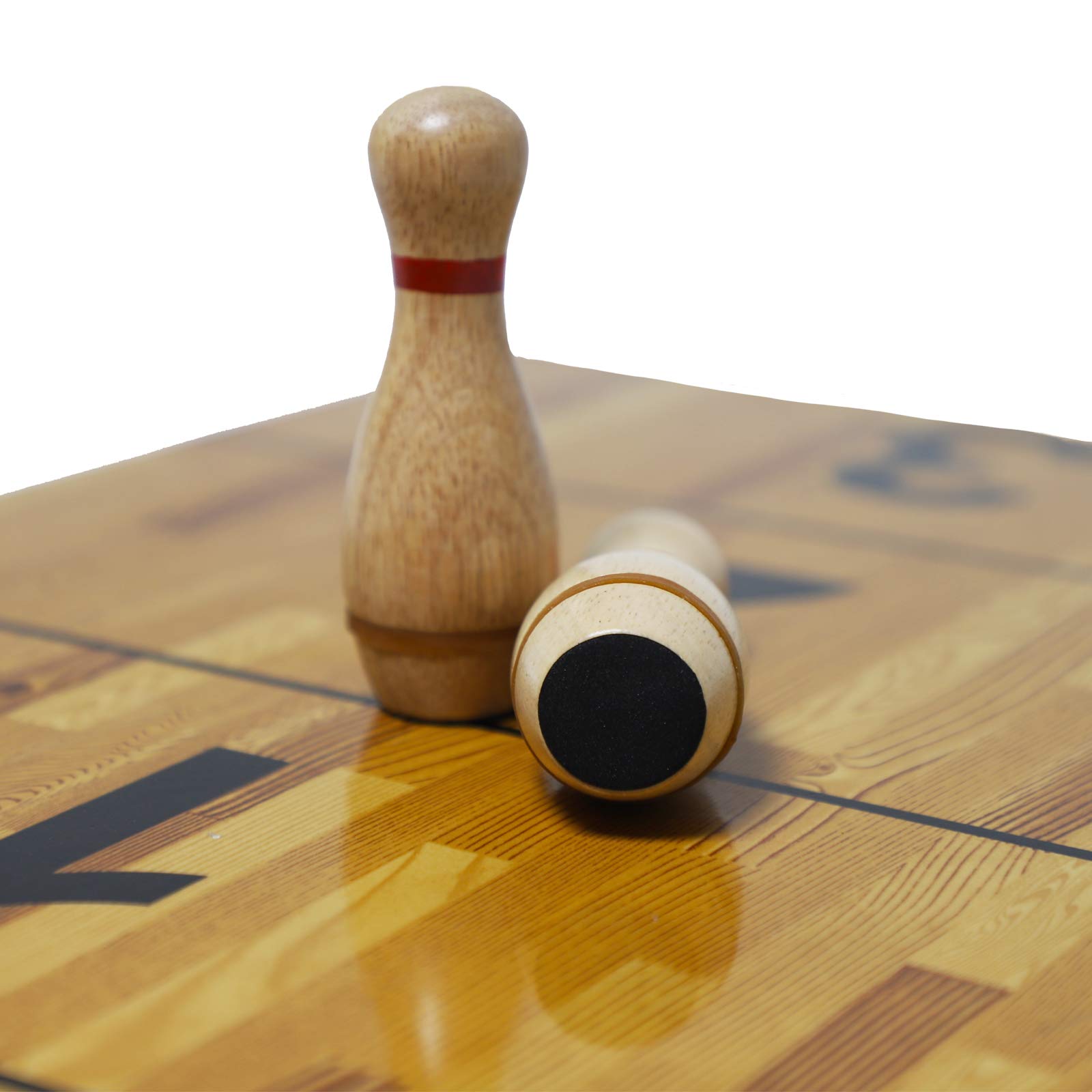 10-Piece Premium Hardwood Shuffleboard Bowling Pin Set with Durable Triangular Pinsetter, Resin Bowling Ball & Carrying Bag - Perfect for Family Game Nights, Bar Entertainment, and Backyard Parties