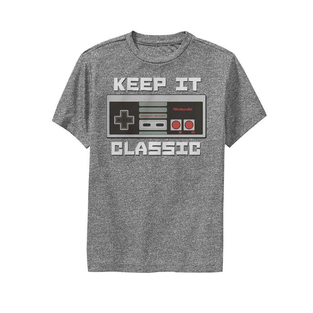 Nintendo Classic Boys Husky Short Sleeve Tee Shirt - Retro Gaming Graphic Cotton T-Shirt for Kids & Teens - Perfect for Casual Wear, Gaming Events & Birthday Gifts