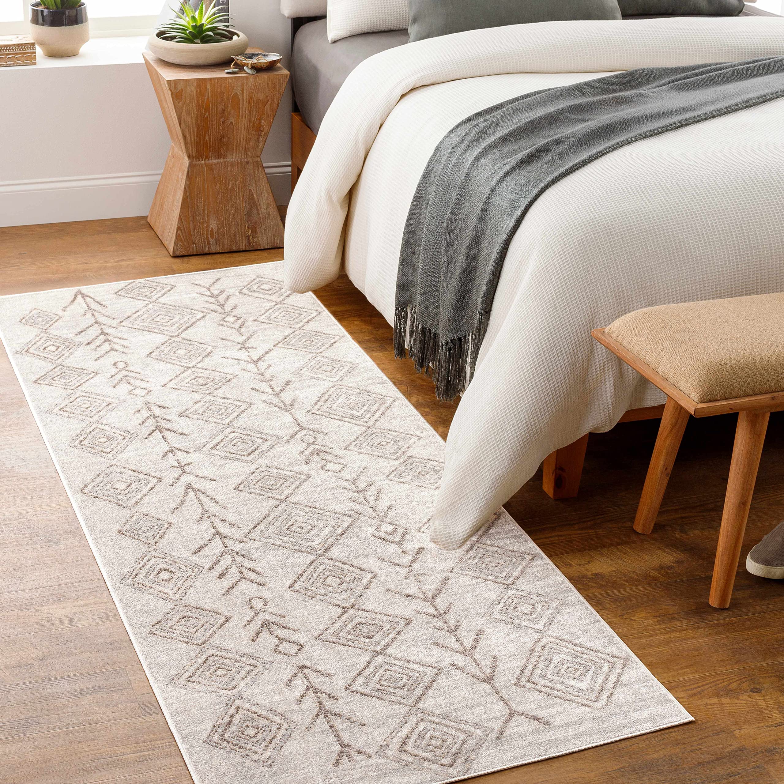 Hauteloom Kericho Machine Washable Area Rug - Soft & Durable for Living Room, Bedroom - Brown & Gray - 6'7