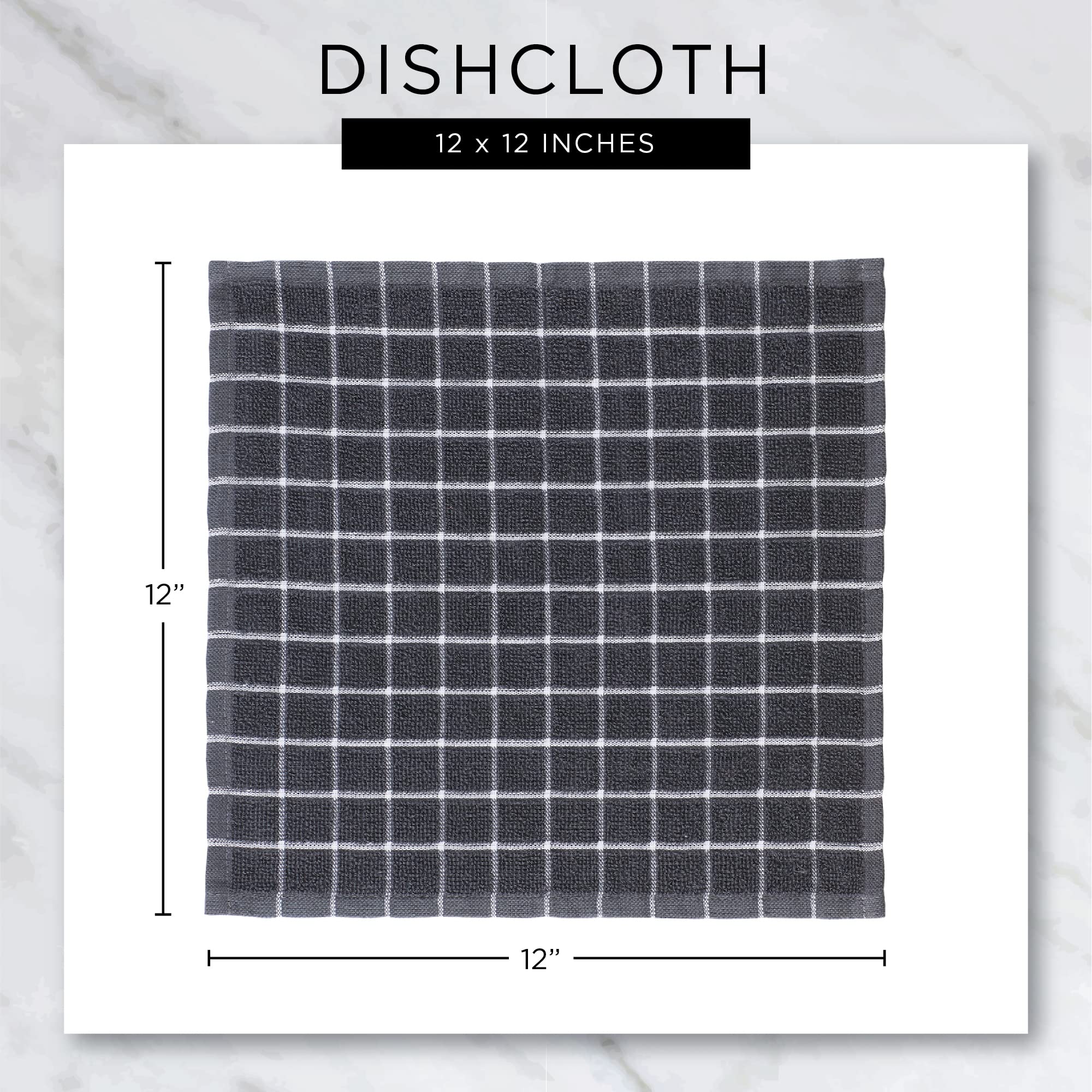 Eco-Friendly DII Recycled Cotton Waffle Dishcloth Set - 6-Piece Absorbent Kitchen Towels (12x12, Leather Brown) | Perfect for Dish Drying, Counter Cleaning & Sustainable Home Decor