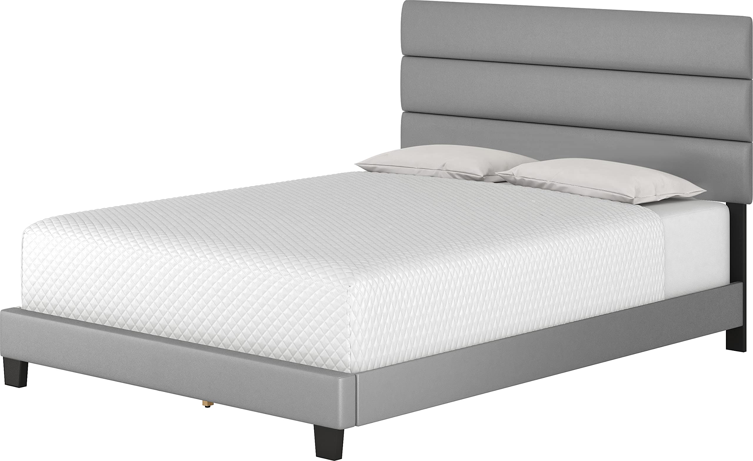 Boyd Sleep Piedmont Gray Vegan Leather Queen Size Platform Bed Frame with Adjustable Headboard - No Box Spring Needed, Easy Assembly, Quiet & Sturdy Mattress Support for Modern Bedroom | Perfect for Master Bedrooms, Guest Rooms & Small Apartments