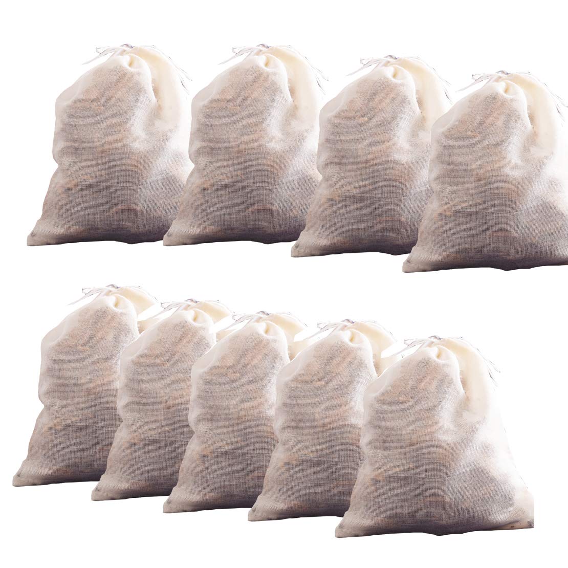 Premium Sohapy Tea Filter Bags - 10 Pack Reusable Cotton Tea Infusers for Loose Leaf Tea, Coffee, Cold Brew & Herbal Tea | Ideal for Home Kitchen, Cooking, Straining & DIY Soup Making