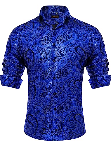 Shiny Blue Black Paisley