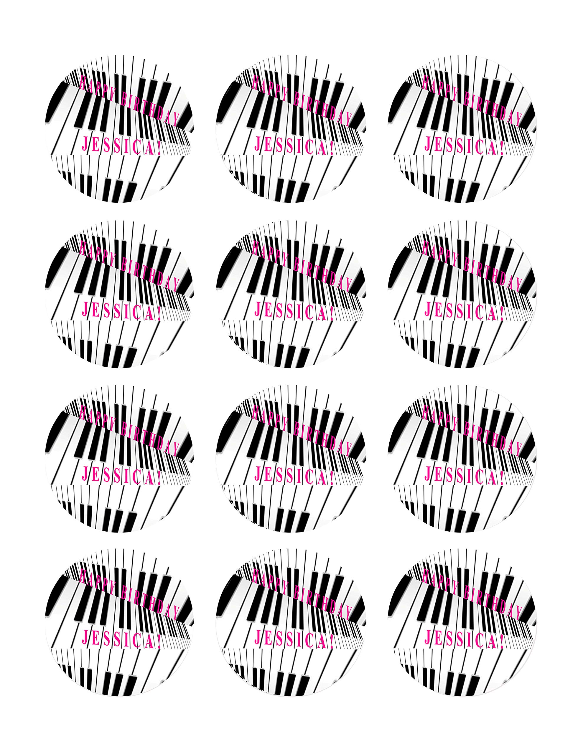 Edible Piano Keys Cupcake Toppers - 2 Inch Cake Decorations (12 Pieces/Sheet) - Perfect for Birthday Parties, Music Themed Events & Baking Gifts