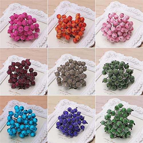 40 Pcs Mini Christmas Frosted Fruit Berry Holly Artificial Flowers - White for Holiday Decor, Wreaths, Centerpieces & DIY Crafts