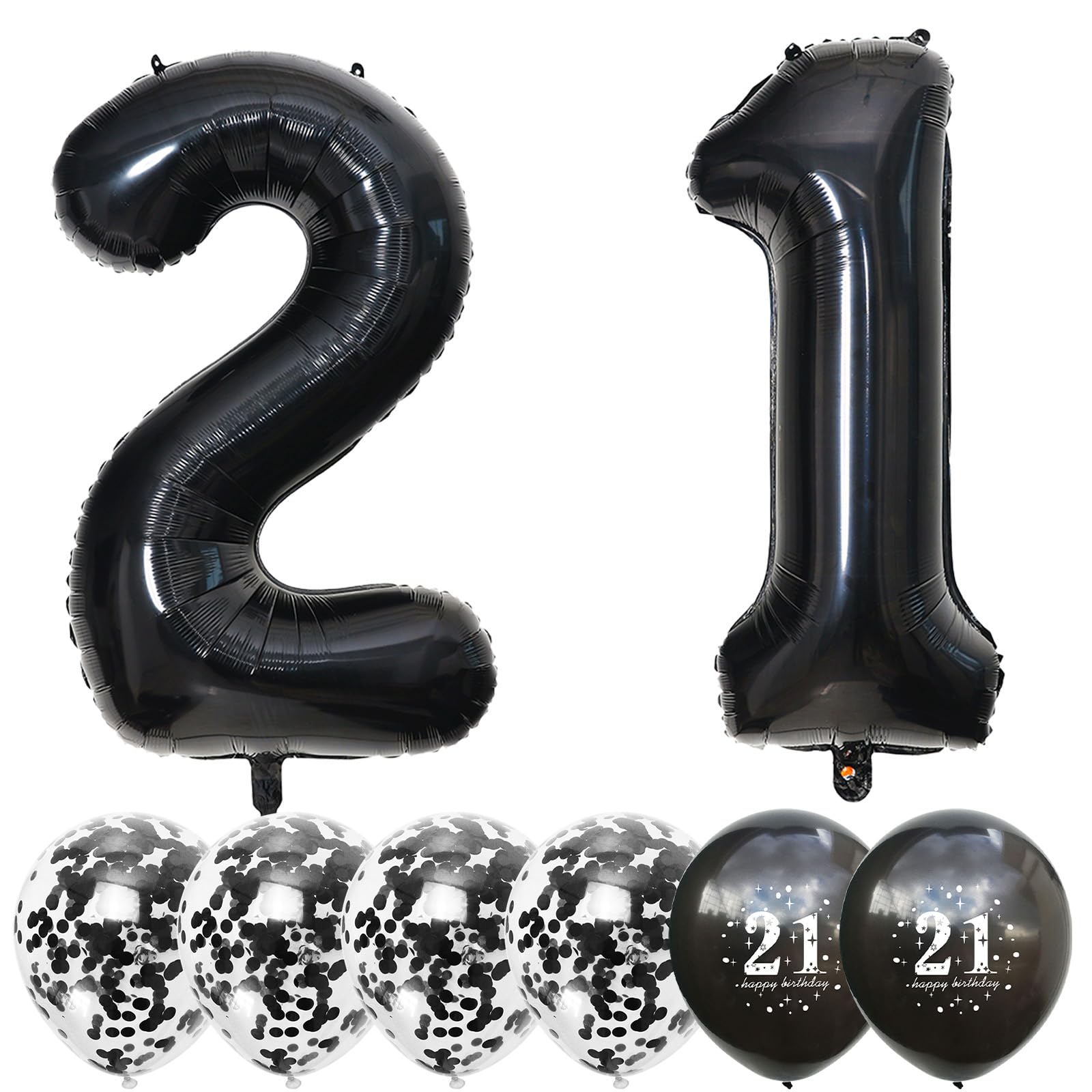 21st Birthday Balloons Black - Large Number 21 Foil & Metallic Latex Balloons Set for Him/Her - Perfect for 21st Birthday Party Decorations, Photo Backdrops & Milestone Celebrations