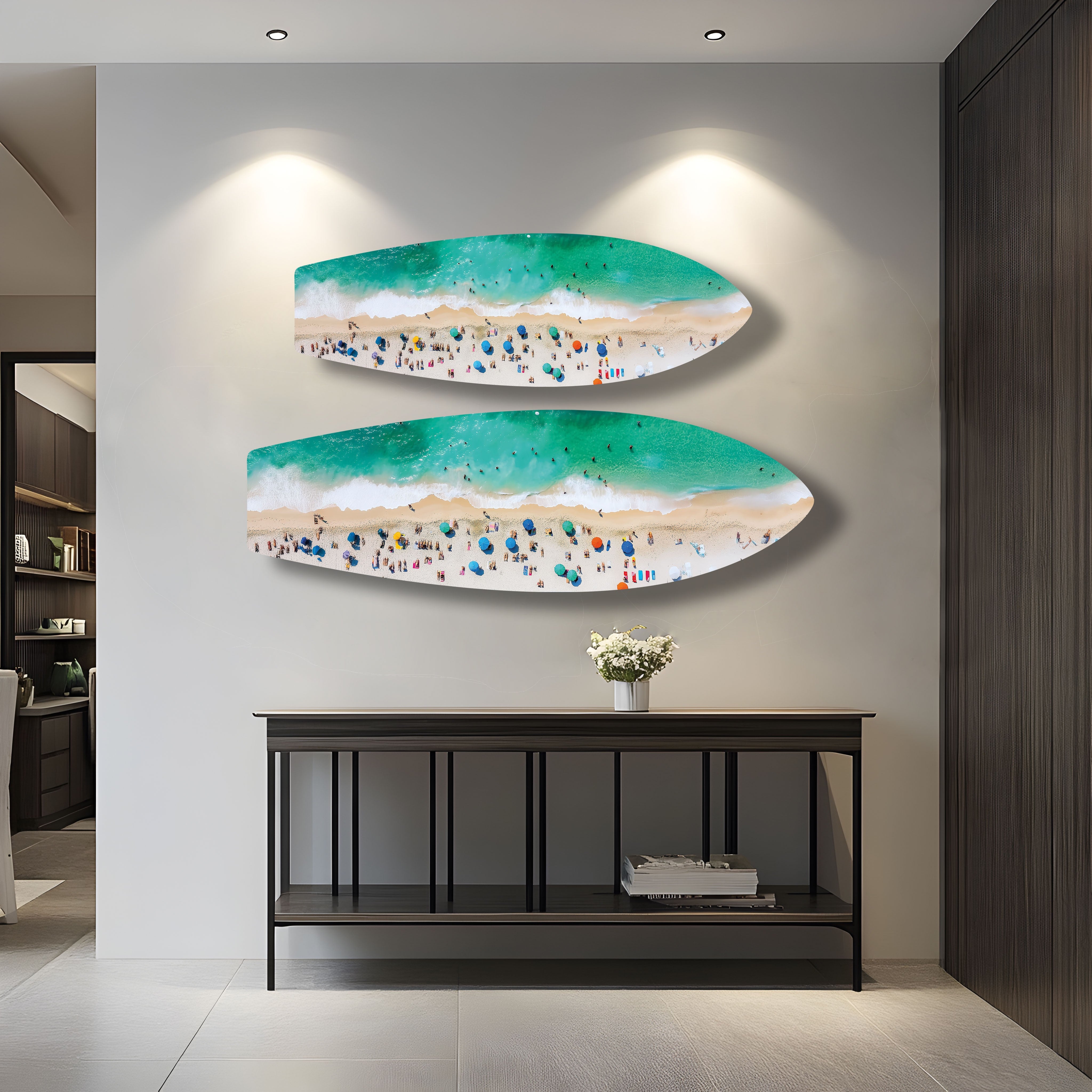 Beach Bliss Surfboard Wall Art - Coastal Decor for Living Room, Bedroom & Office - Perfect Surfing Theme Home Decoration