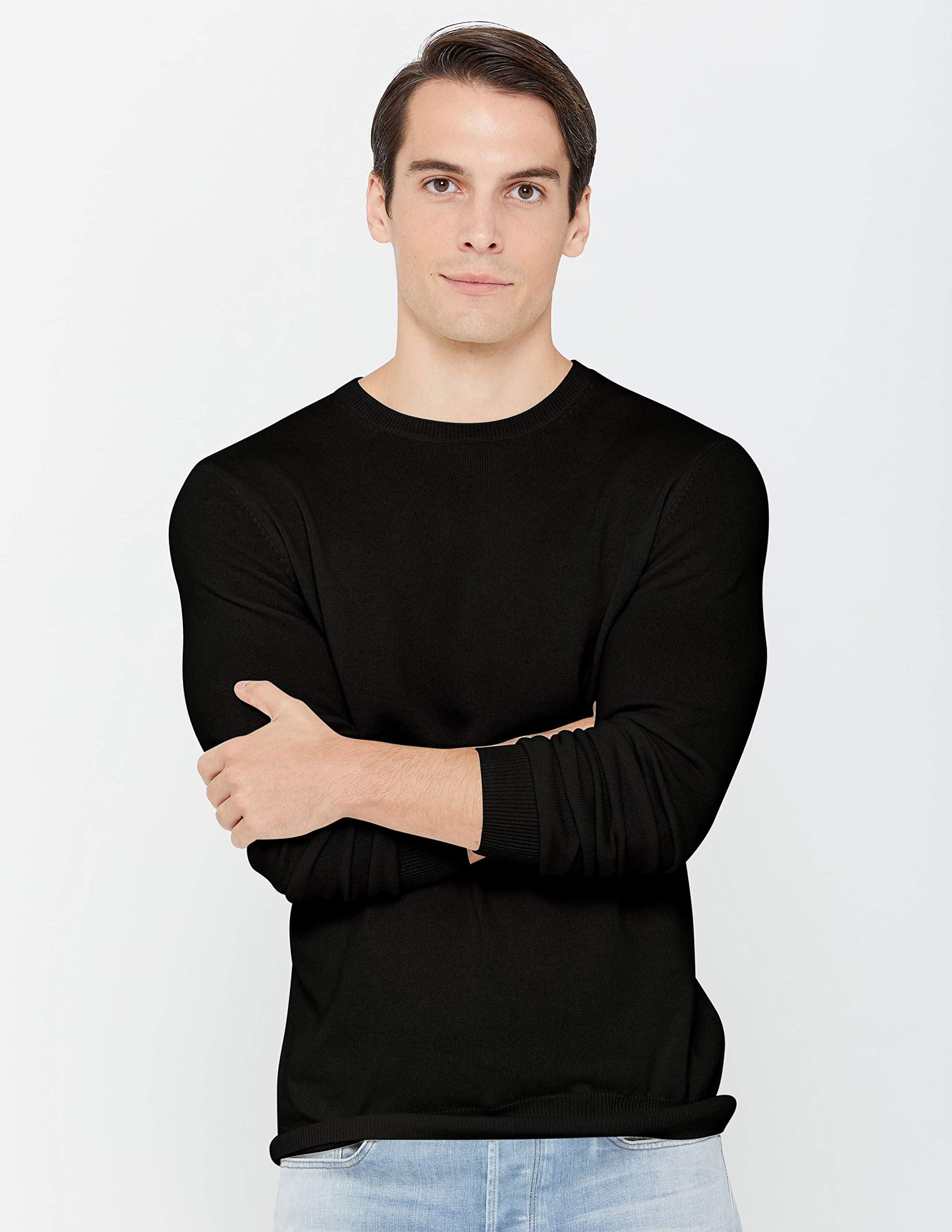 100% Pure Cashmere Men's Crewneck Sweater - Soft & Warm Classic Long Sleeve Pullover for Winter | Office, Travel & Casual Wear