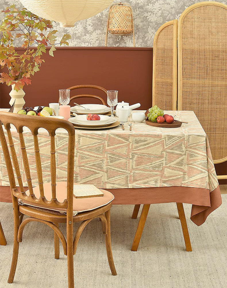 Extra Large Rectangle Tablecloth - Modern Geometric Design for Dining Room, Kitchen & Farmhouse Decor - Perfect for Oval Tables - Ideal for Parties, Holidays & Everyday Use