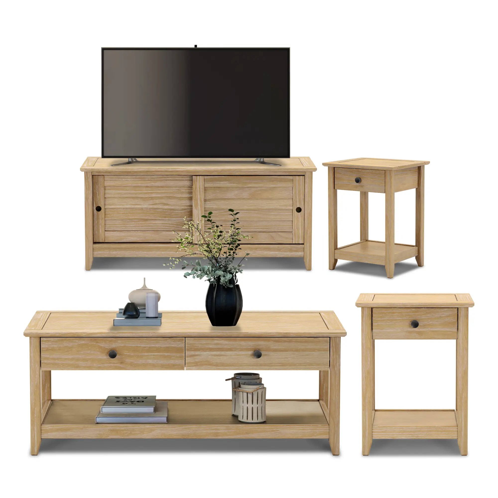 Greenport 3-Piece Living Room Furniture Set - Sofa, Loveseat & Coffee Table for Modern Home Decor | Perfect for Small Spaces, Apartments & Cozy Family Gatherings