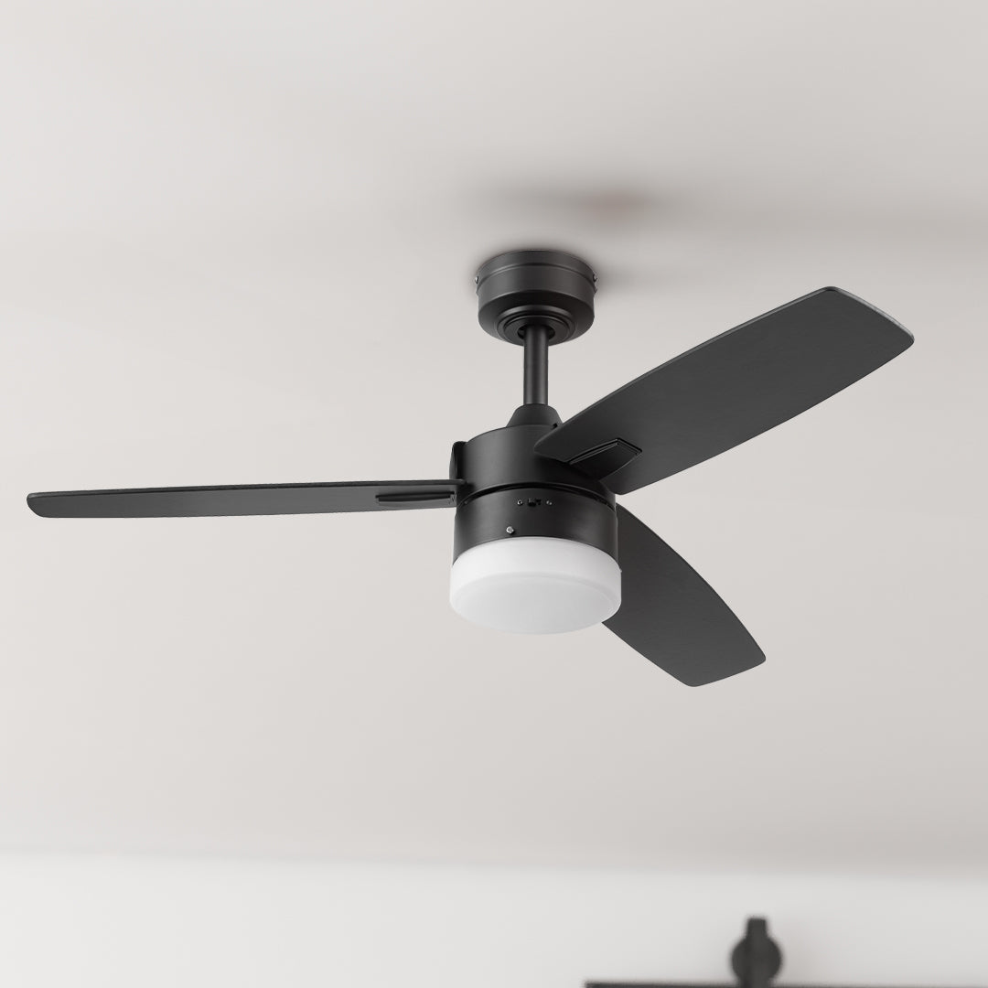 42 Inch Honeywell Conifer Matte Black Ceiling Fan with Light Kit and Remote Control - Perfect for Living Room, Bedroom, and Outdoor Patio Cooling