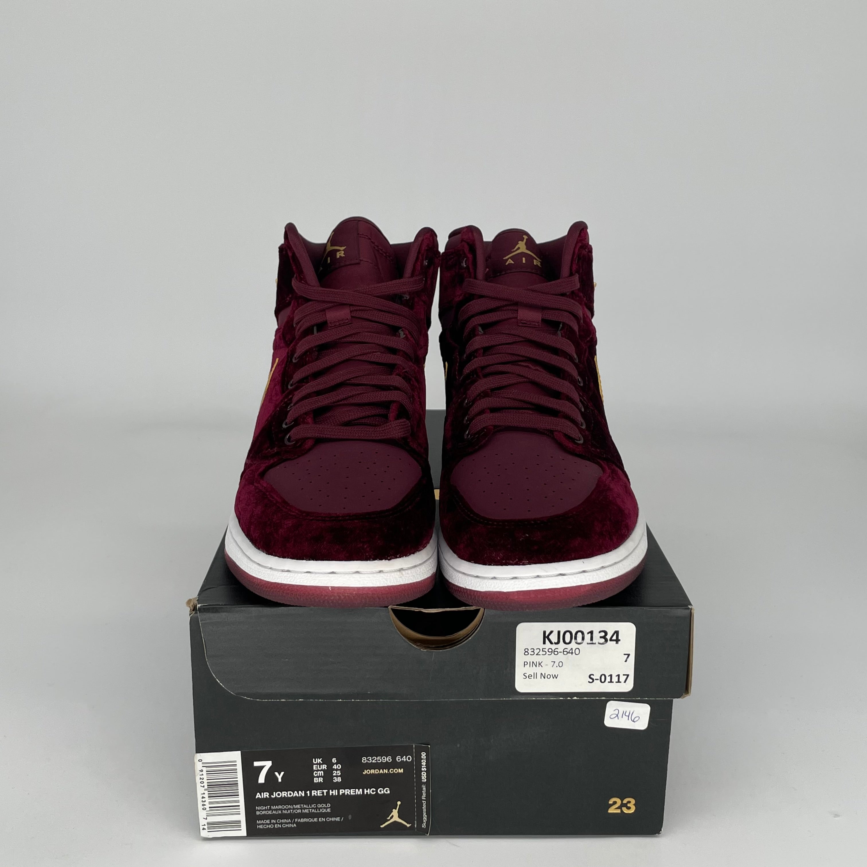 AIR JORDAN 1 Heiress Night Maroon Sneakers - Size 7Y (832596-640) - Women's Basketball Shoes for Casual Wear & Street Fashion
