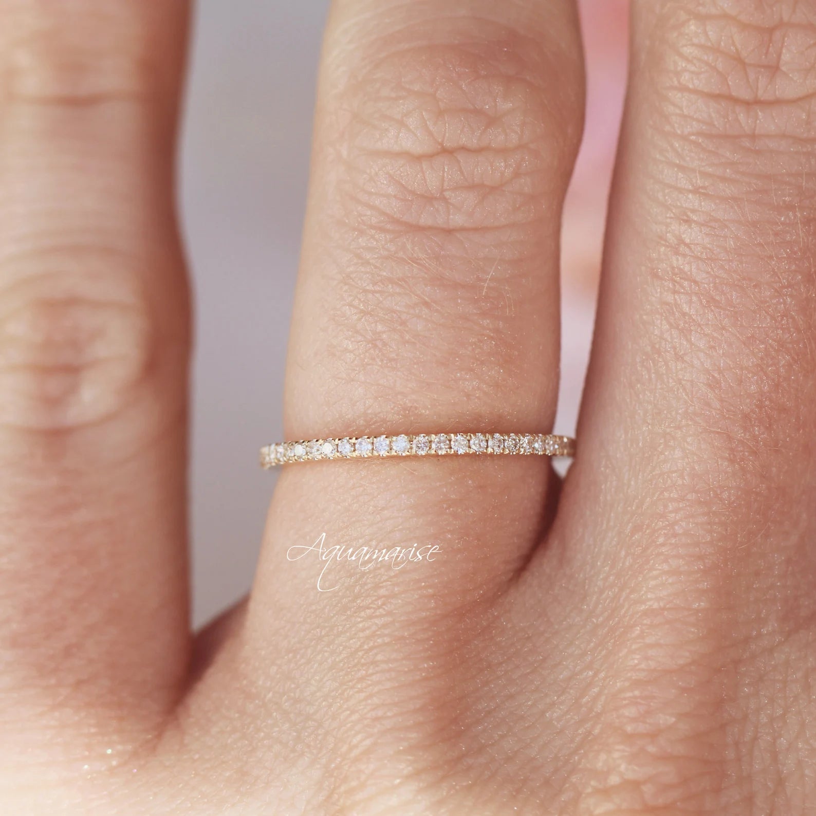Petite Half Eternity Natural Diamond or Moissanite Wedding Band Ring - 10K/14K/18K Solid Yellow Gold - Perfect for Engagement, Anniversary & Bridal Jewelry Gifts